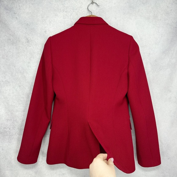 Zara Red Waffle Knit Single Button Blazer Pattern Lined Cuffs Women's Size XS - Picture 4 of 11
